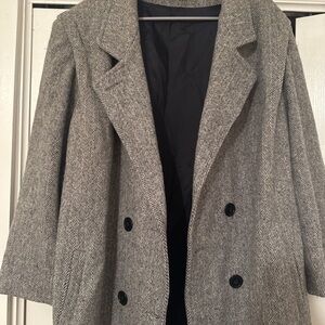 Gray Herringbone Pea Coat